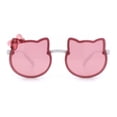 thumbnail image 4 of Kids Size Girls Cute Bow Tie Kitty Ear Rimless Plastic Sunglasses White - Pink, 4 of 7