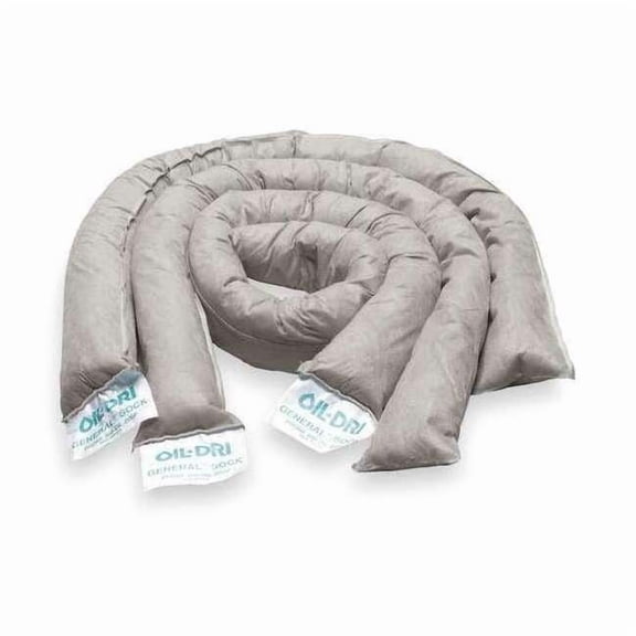 Oil-Dri Sorbent Sock, 10 gal, 3 in x 10 ft, Universal, Gray, 4 PK L90792