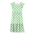 thumbnail image 7 of 2025 Girls Dresses with Pockets 6-12 Years Kids Ruffle Short Sleeve Crew Neck Trendy Plaid Printed Pullover Long Maxi Dress, 7 of 7