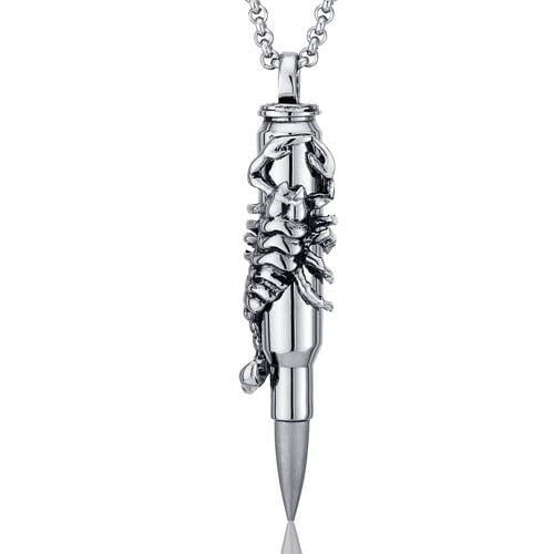 New Extra Large Mens Scorpion Pendant Necklace Stainless Steel Gothic Style with 30 in Wheat Chain