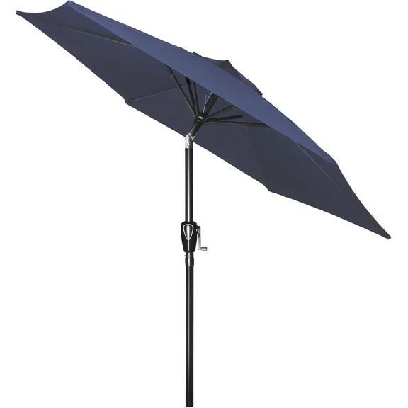 7.5ft Patio Umbrella Outdoor Yard Umbrella with Push Button Tilt/Crank Dark Blue