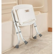 Folding Bath Seat with Back Support, Portable Shower Bench, White