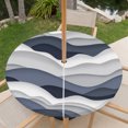 thumbnail image 6 of Round Outdoor Tablecloth with Umbrella Hole and Zipper, Navy Blue Ombre Fitted Table Cover with Elastic Edge for 31-35 Inch, Modern Geometric Moire Abstract Art Waterproof Patio Tablecoths for Picnic, 6 of 9