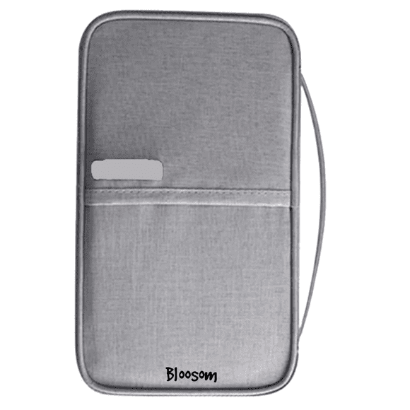 Cartera Porta Bloosom Funda Pasaporte Documentos Visa Bolsa De Viaje Gris