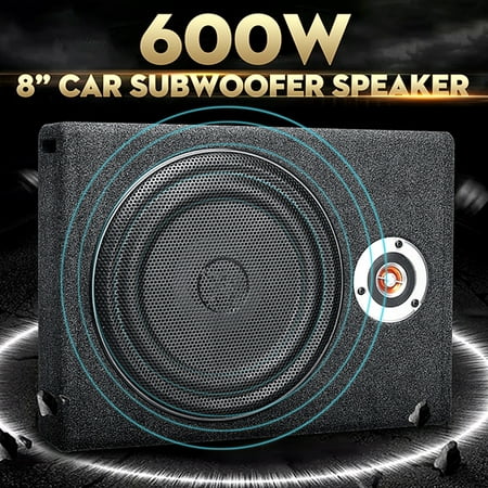 8'' 12V Car Under-Seat Active Subwoofer 600W Audio Power HiFi Amplifier Bass Slim Speaker for Car
