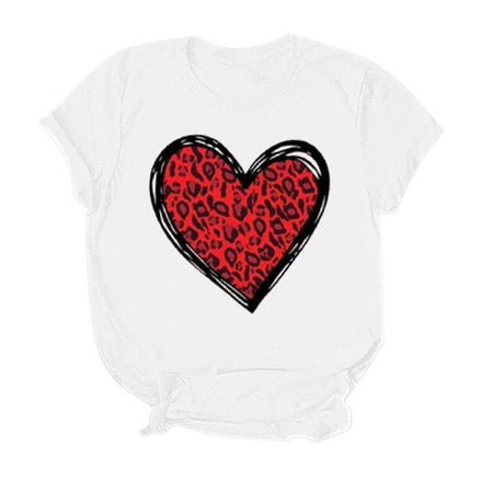 

koaiezne WomenT Shirt Cute Cartoon Print Short Sleeved Top Crewneck Blouse For Valentine Day Scrub Undershirts Women Undershirt Long Sleeves