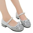thumbnail image 3 of NOKIO Girls' Sparkly Princess Sandals Girls' Glitter Sandals Girls' Mary Jane Sandals Performance Dance Shoes For Girls Childrens Shoes Pearl Rhinestones Shining Kids Princess Shoes, 3 of 5