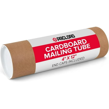4" x 12" Reinforced Kraft Paper Mailing Tube, Pack of 1 Tube with 2 Caps – Secure USPS Approved Poster Tube – Cardboard Tube for Shipping and Storing Posters, Prints, Artwork, or Documents