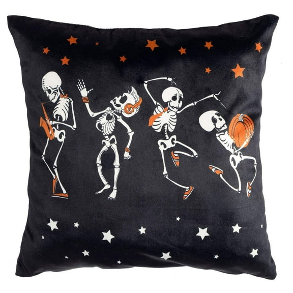 Lush Decor Halloween Rocking Skeleton Decorative Pillow Black Single 12X12