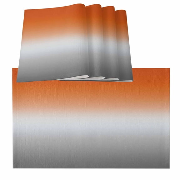 Burnt Orange Gray Ombre Modern Gradient Abstract Art Burlap Kitchen Place Mats Waterproof Cloth Table Mats, Indoor Outdoor Placemats Easy Clean Dinner Decor