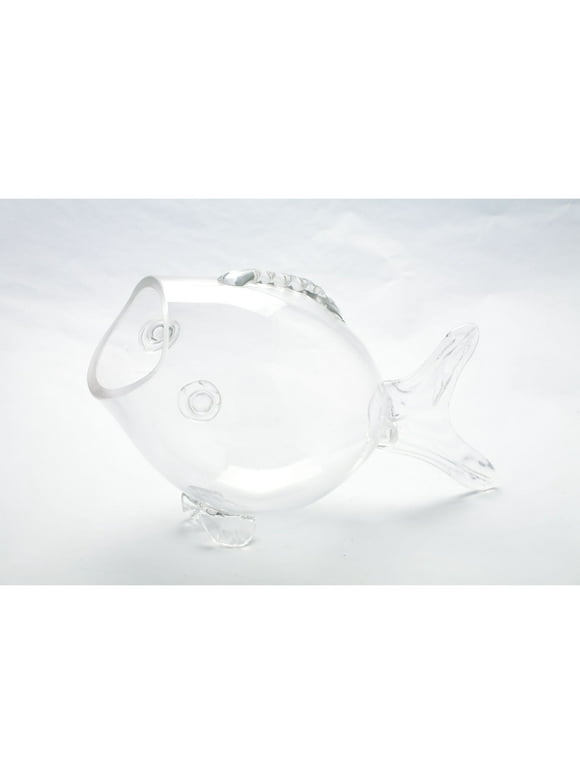 CC Home Furnishings 14.5" Clear Hand Blown Fish Tabletop Decoration