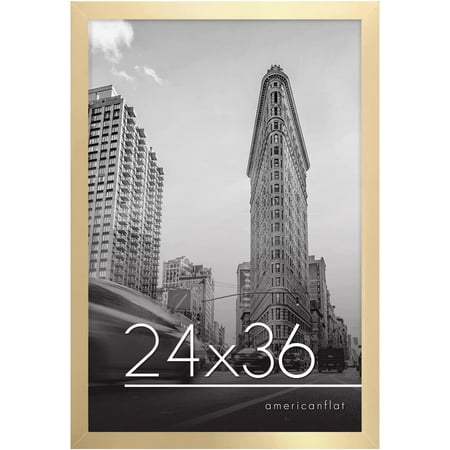Americanflat 24x36 Poster Frame in Gold - Composite Wood with Polished Plexiglass - Horizontal and Vertical Formats for Wall with Included Hanging Hardware
