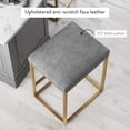 thumbnail image 3 of Nathan James Nelson Backless Pub-Height Kitchen Counter Bar Stool with Faux Leather Cushion and Metal Base, 24", Gray/Gold, 3 of 4