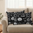 thumbnail image 2 of Black Pumpkin Halloween Outdoor Waterproof Pillow Covers, Retro Art Web Gravestone Animals Decorative Rectangle Throw Pillowcase Sofa Cushion Sham for Patio/Couch/Chair, 20"x12" 2 Pack, 2 of 8