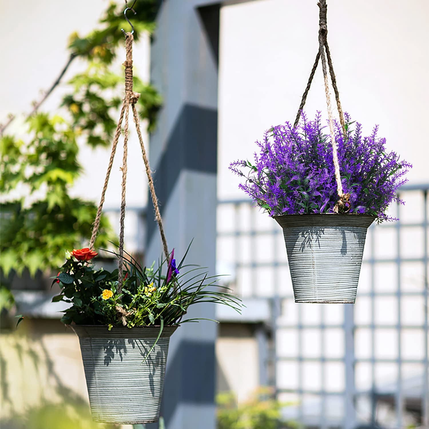 8 Bundles Artificial Lavender Flowers, Faux Outdoor Lavender Flowers UV Resistant Fake Lavender Plants for Garden Porch Window Box Filler Indoor Home Decoration  (Purple)