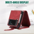 thumbnail image 5 of Jiahe Cover for Samsung Galaxy Z Flip 3, Mulit-Function Wallet Case,Flip Leather Zipper Card Holder Stand with Adjustable Shoulder Strap Full Body Protection Case Cover, red, 5 of 6