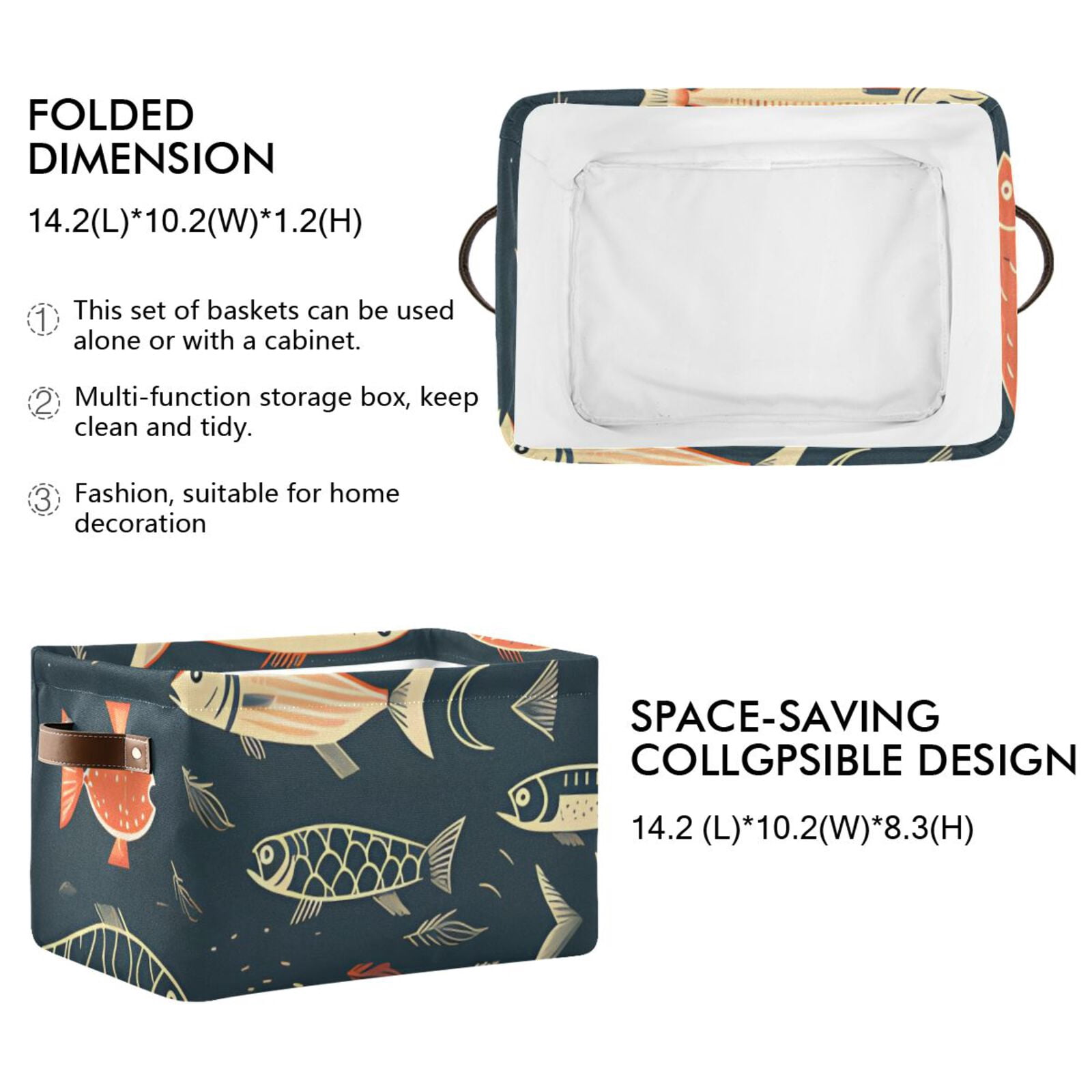 Fish Cartoon Storage Bins Baskets With Handles Storage Box Clothes Organizer Organization Toys