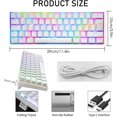 thumbnail image 3 of UK Layout 60% True Mechanical Gaming Keyboard Type C Wired 62 Keys LED Backlit USB Waterproof Keyboard 14 Chroma RGB Backlight Full Anti-ghosting Keys for Computer/PC/Laptop/MAC (White/Red Switch), 3 of 5