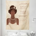 thumbnail image 1 of Pin up Girl Tapestry, Flapper Style Teenage Girl with Vintage Long Pearl Necklace, Fabric Wall Hanging Decor for Bedroom Living Room Dorm, 5 Sizes, Chocolate Beige, by Ambesonne, 1 of 1