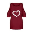 thumbnail image 4 of JINMGG Womens Tops,Fashion Women Printing O-Neck T-Shirt Short Sleeve Casual Tee Tops Blouse Red L, 4 of 5
