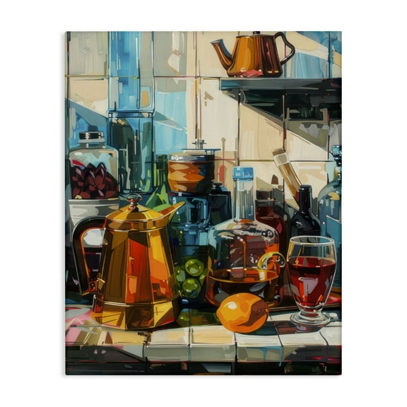 Stupell Industries Kitchen Counter Cocktails Food & Beverage Painting Wrapped Canvas Art Print Wall Art, 16 x 20