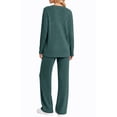 thumbnail image 5 of UVN Outfit Sets for Women Two Piece Sets Winter Casual Long Sleeve Tops and Long Pants Lounge Sets Ribbed Knit Pajama Sets with Pockets, 5 of 11