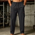 thumbnail image 2 of Men's Outdoor Cargo Pants Lightweight Quick Dry Utility Pants Loose Fit Straight Leg Elastic Waist with Zipper Pockets for Work Hiking, Black, S, 2 of 5