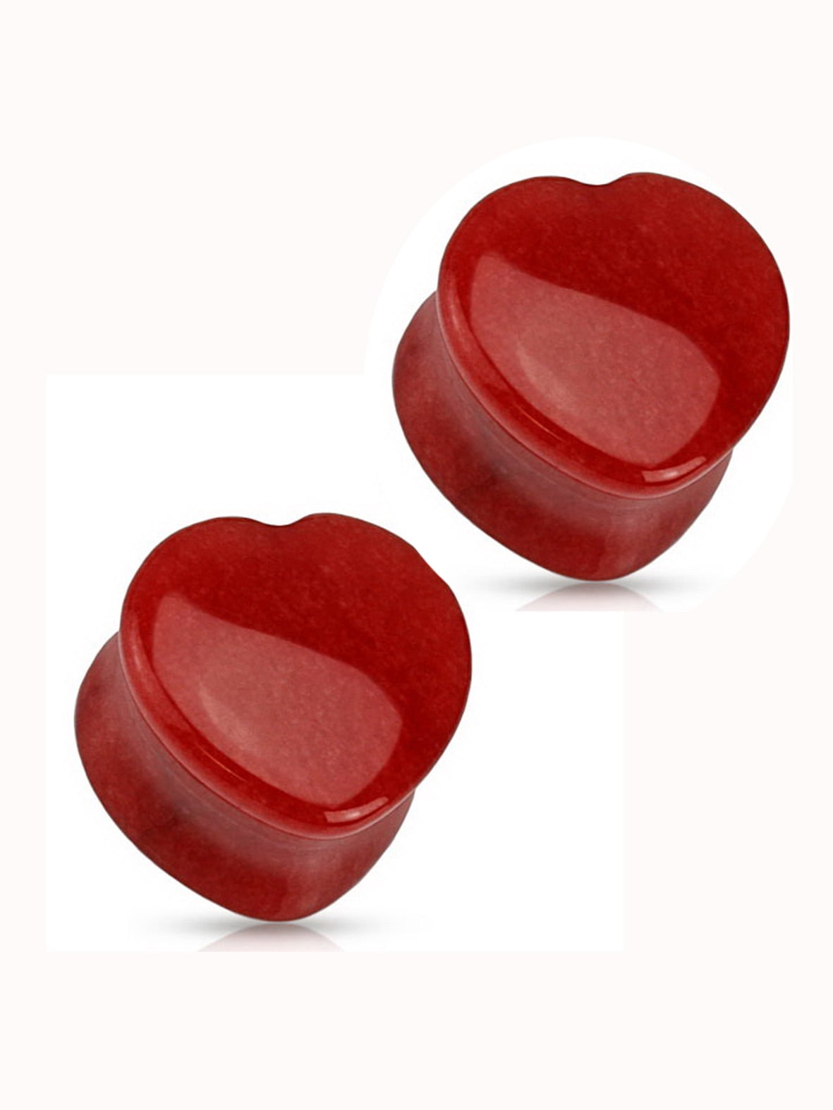 Red Heart Shaped Stone Flared Ear Plug 10 Mm 00 Gauge 2 Piece Walmart Com