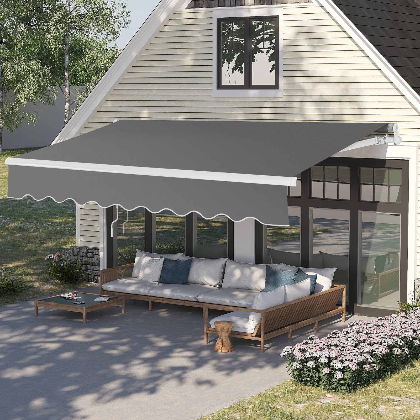 GoDecor Retractable Patio Awning - Sand Gray, Size 13 x 8 Feet