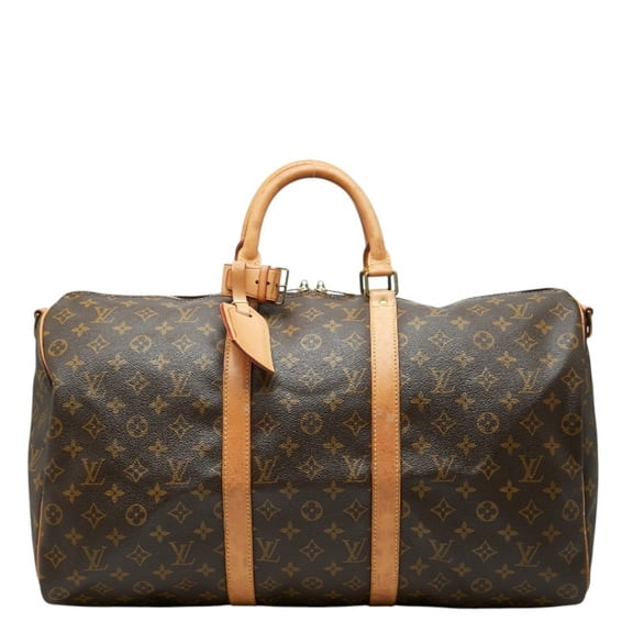 Pre-Owned Louis Vuitton Monogram Keepall 50 Boston Bag M41426 Brown Leather Women's LOUIS...