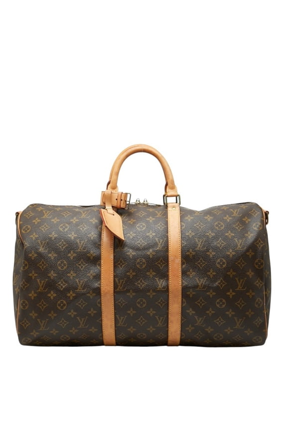 Pre-Owned Louis Vuitton Monogram Keepall 50 Boston Bag M41426 Brown Leather Women's LOUIS...
