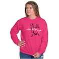 thumbnail image 5 of Breast Cancer Faith Over Fear Fight Women Crewneck Sweatshirt Brisco Brands S, 5 of 6