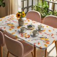 thumbnail image 3 of Orange Leaves Fall Table Cloths for 5 Foot Rectangle Tables, Branches Birds Pine Cones Rustic Patio Waterproof Elastic Fitted Tablecloths, Washable Rectangular Table Cover for Camping, 3 of 8