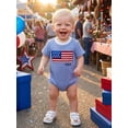 thumbnail image 5 of BemeyourBBs Newborn Baby Boy Girl 4th of July Outfit Infant Baby Independent Day Patriot Clothes Waffled Bubble Romper Stripe America Flag Short Sleeve Bodysuit Baby Boy Girl Summer Clothes, 5 of 8