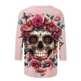 thumbnail image 6 of FAVIPT Halloween Top for Women Plus Size Three Quarter Sleeve Round Neck Blouse Graphic Print Casual Shirts Basic Novelty Party Fall Tees Multicolor,M, 6 of 6