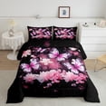 thumbnail image 3 of YST Butterfly Comforter Set Queen Size Cherry Blossoms Bed In A Bag Pink Petals Floral Bedding Set Rustic Romantic Bedding Comforter Sets Bedroom Decor 7 Piece, 3 of 5
