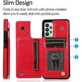 thumbnail image 2 of Basic Case for Samsung Galaxy A73 with Card Holder & Kickstand, Minimalist Luxury PU Leather Magnetic Closure Protective Wallet Case Cover for Samsung Galaxy A73 Gules-SK, 2 of 14