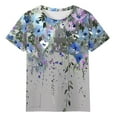 thumbnail image 5 of Fznquz Gray Women's Tops Floral Short Sleeve Casual T Shirts for Women Summer Plus Size Crew Neck Women's Blouses, 5 of 5