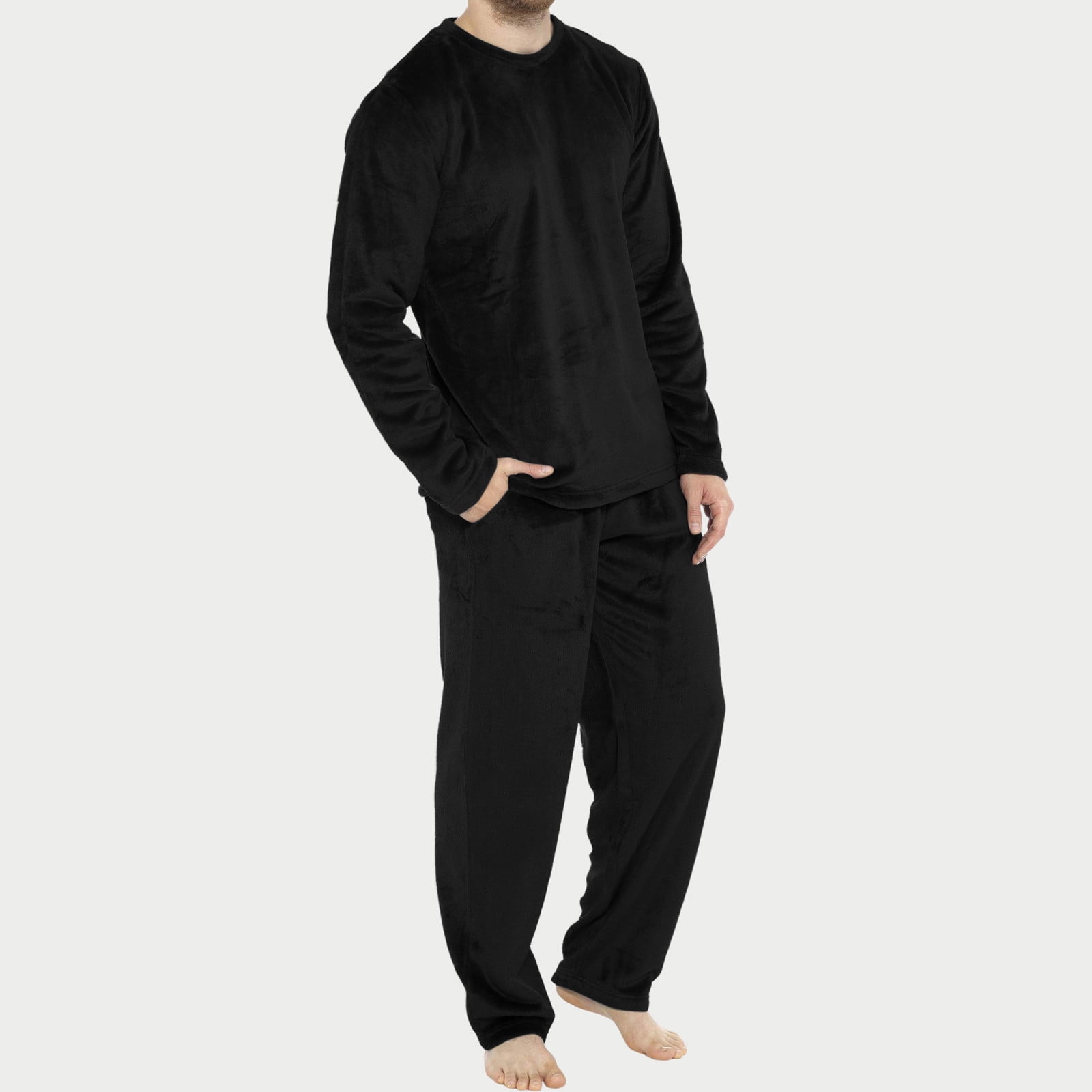 nsendm Mens Pajamas Foam Slip Mens Four Seasons Fashion Leisure Soft Home Solid Color Shirt Pants Pajama Set Home Service Pants for Adult Male Pajamas Black Size 3XL Walmart