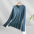 thumbnail image 3 of Wdfiry Womens V Neck Shirts Soft Modal Cotton Pajama Sleep Tops Long Sleeve Home Loungewear Night Tees Sleepwear, 3 of 3
