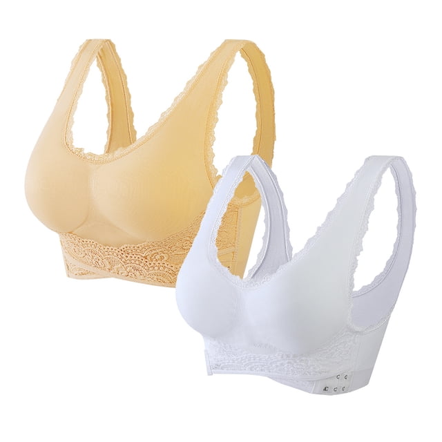 Mrat Clearance Sports Bras for Women High Support Snap Front Racerback Bras Strapless Bras Large Bust Bralettes for Women Push up Sports Racerback Bras Comfortable Lace Bra White S