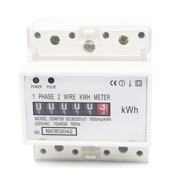 Eigraketly Medidor de energía eléctrica de carril DIN de 35mm, monofásico, 10-40A, portátil, 50/60Hz, vatímetro de consumo de energía Herramientas eléctricas