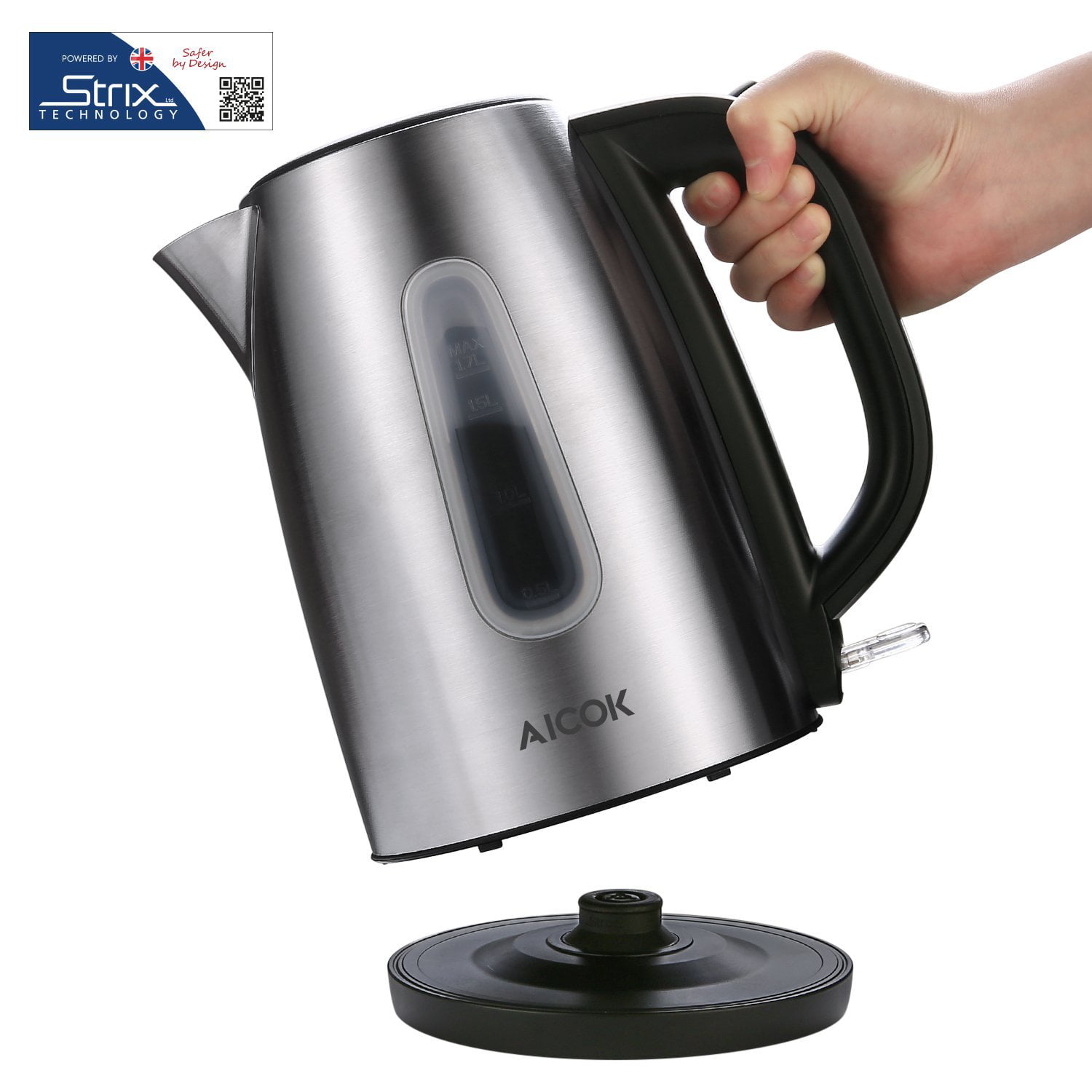 GCP Products GCP-US-564454 Stainless Steel Cordless Electric Kettle. 1500W Fast  Boil With Led Light, Auto Shut-Off And Boil-Dry Protection. 1.7 Liter