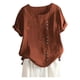 thumbnail image 1 of Túnica boho de algodón y lino para mujer en tallas grandes: blusa informal holgada y transpirable, manga 3/4, cuello redondo, tallas S-5XL., 1 of 3