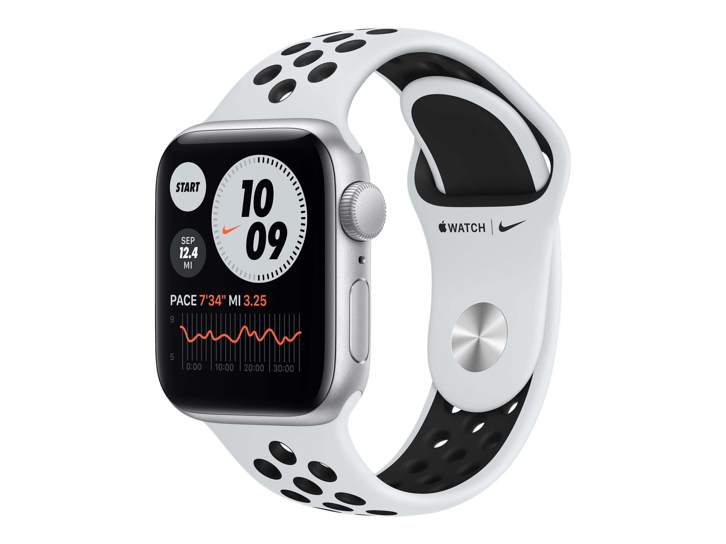 Apple Watch Nike SE (GPS) - 40 mm - silver aluminum - smart watch with Nike  sport band - fluoroelastomer - pure platinum/black - band size: S/M/L - 32  GB - Wi-Fi, Bluetooth - 1.08 oz - Walmart.com