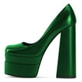 thumbnail image 4 of YDN Women Classic Platform Square Closed Toe Pumps Slip On Chunky Block High Heels Sexy Party Dance Bridal Dressy Shoes Size 14 Green, 4 of 6