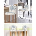 thumbnail image 5 of Blue Palm Tree Bar Stool Covers Set of 2, Coastal Summer Wooden Stretch Washable Bar Chair Covers with Backs, Removable Pub Counter Height Chair Cover for Kitchen Dining Room Cafe, 5 of 7