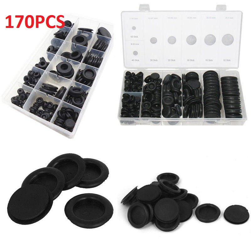 170Pcs Assorted Rubber Blanking Grommets Kit Open/Closed Blind Bung Plug Wiring.