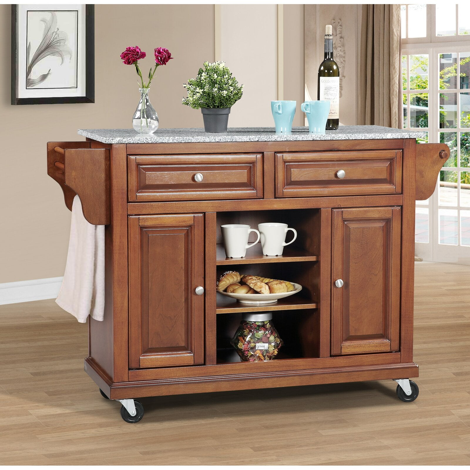 Raynham Kitchen Island with Granite Top, Adult Assembly Required Yes