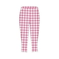 thumbnail image 4 of Women's Yoga Capri Pants Checkered Elastic Waist Pants Summer Casual Beachwear Soft Lightweight Lounge Pants (XL, Pink), 4 of 4
